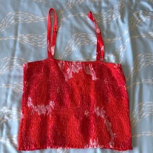 Red Smocked Women's Top